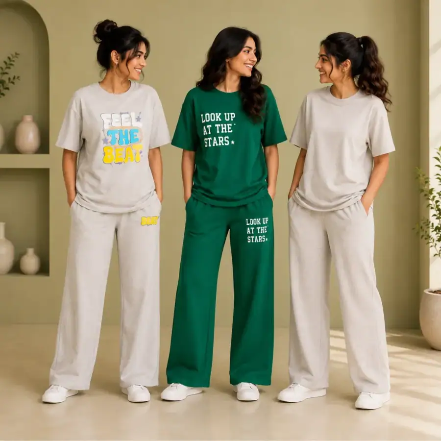 3 Cotton T-Shirt With Bottom (T-9) in As shown in photos