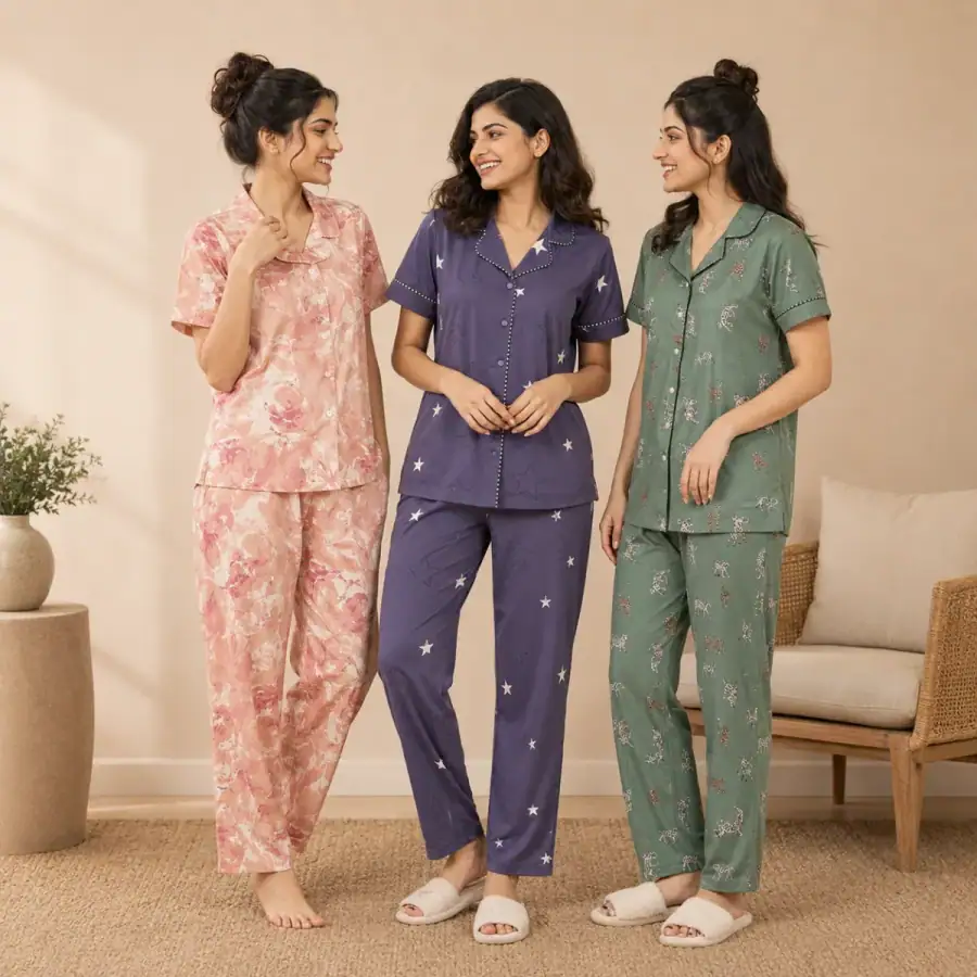 3 Combo Cotton Night Suits (C-8) in As shown in photos