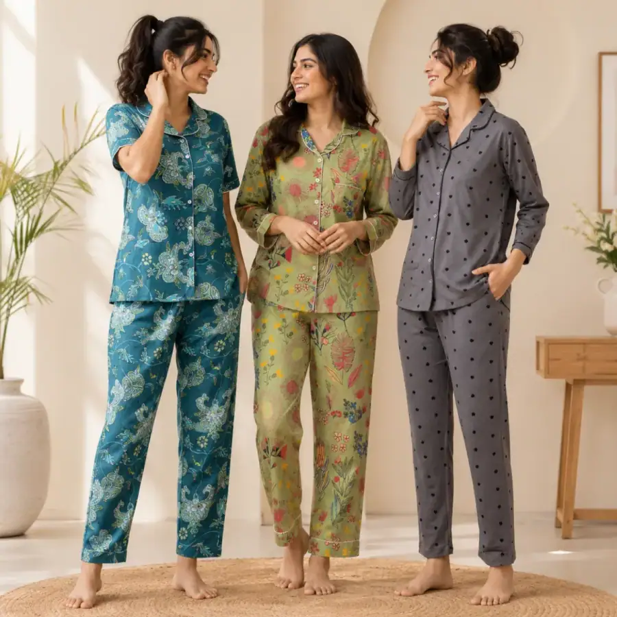 3 Combo Night Suit For Women ( N2 ) in As shown in photos