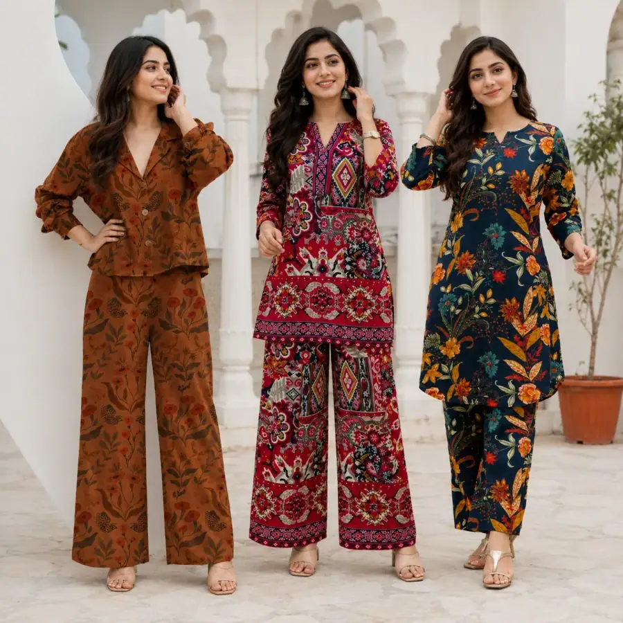 3 Women's Cotton Co-Ord Sets (C-1) in As shown in photos
