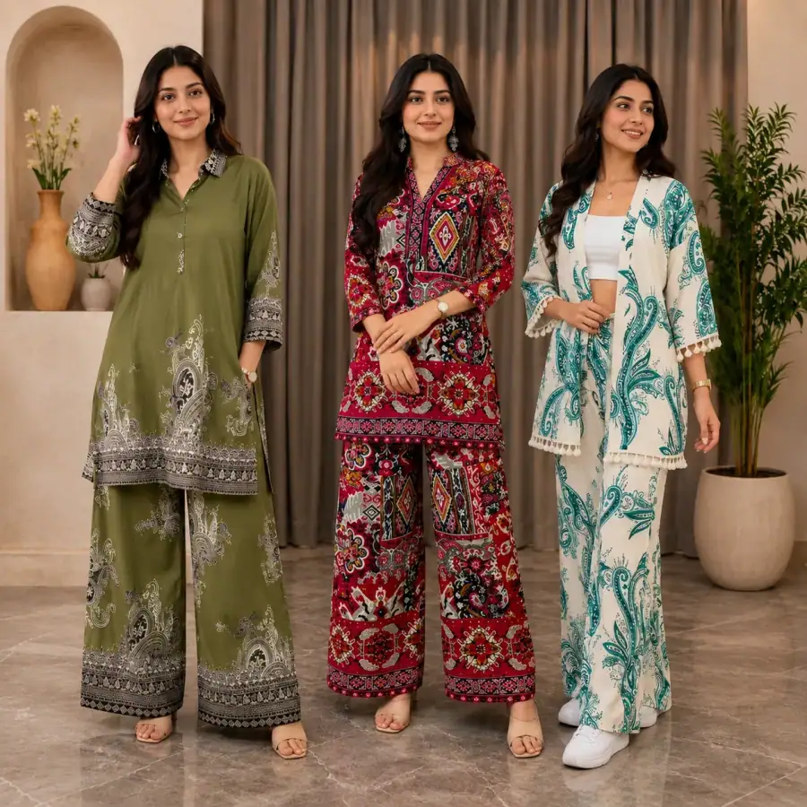 3 Women's Cotton Co-Ord Sets (C-9) in As shown in photos