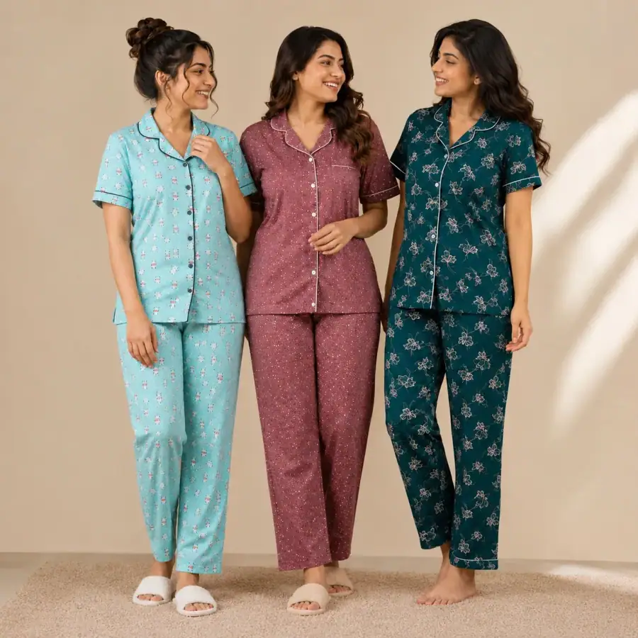 Combo 3 Women's Night Suit | Cotton (N-6) in As shown in photos