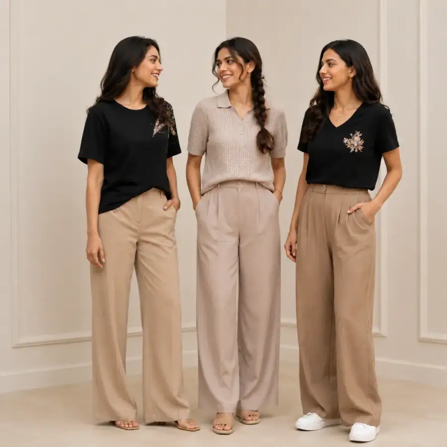 3 Women's T-Shirts With Trouser (K-7) in As shown in photos